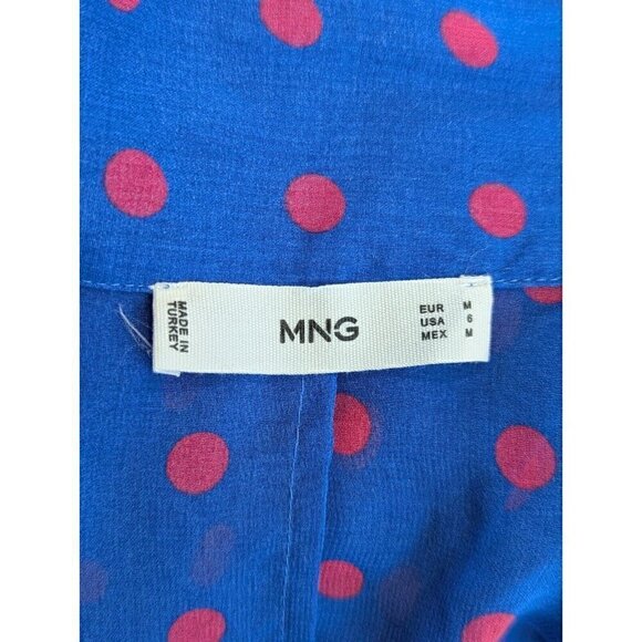 Mango Wrap Top Blouse Blue Sheer - Picture 6 of 6